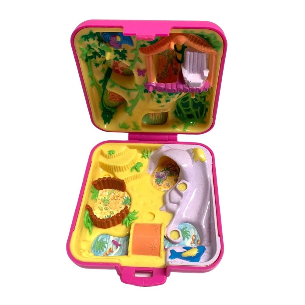 Vintage Polly Pocket With Doll Girl 1989 BLuebird Square Playset Wild Zoo Jungle